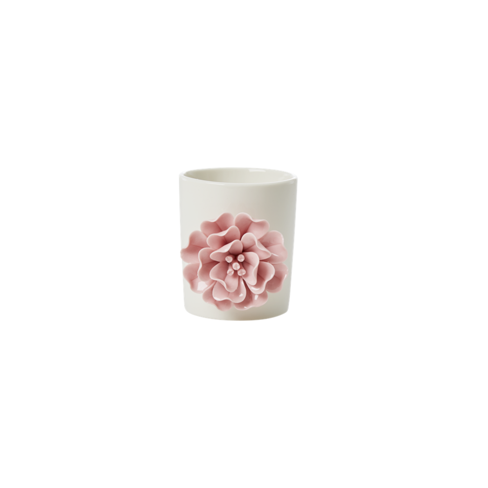 White Porcelain Pot with pretty Flower by Rice DK